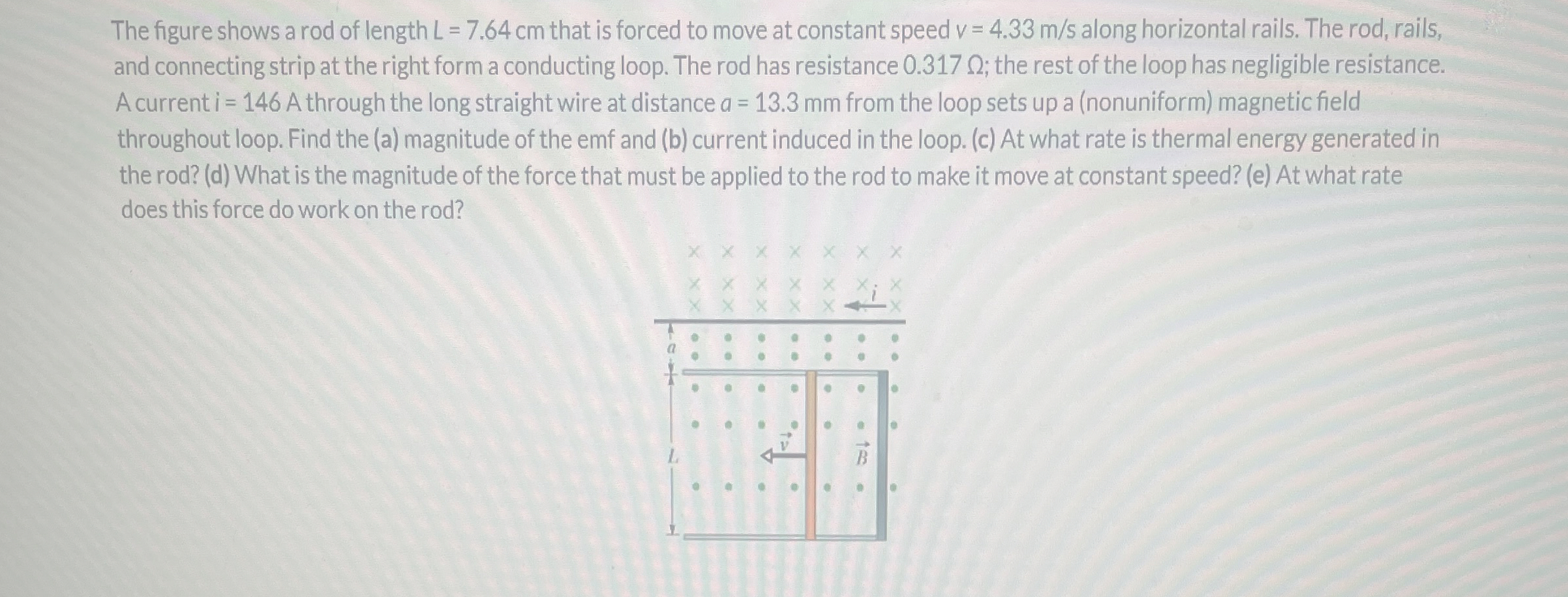The figure shows a rod of length L = 7 . 6 4 c m