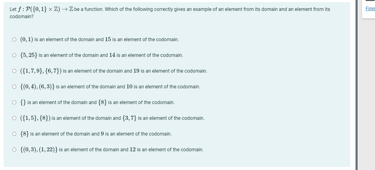 Let f : P ( { 0 , 1 } Z ) Z be a function. Which