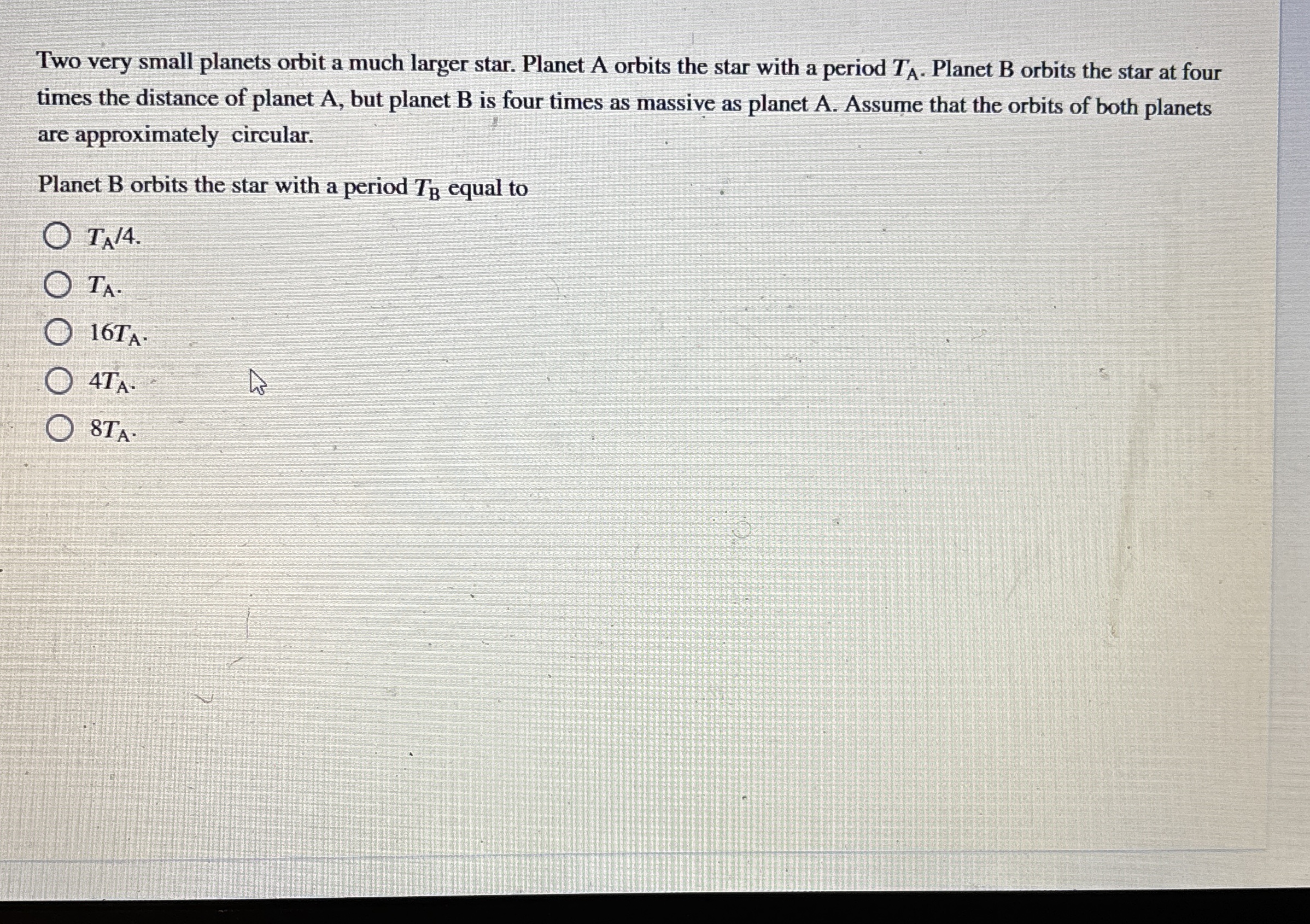 Two very small planets orbit a much larger star.
