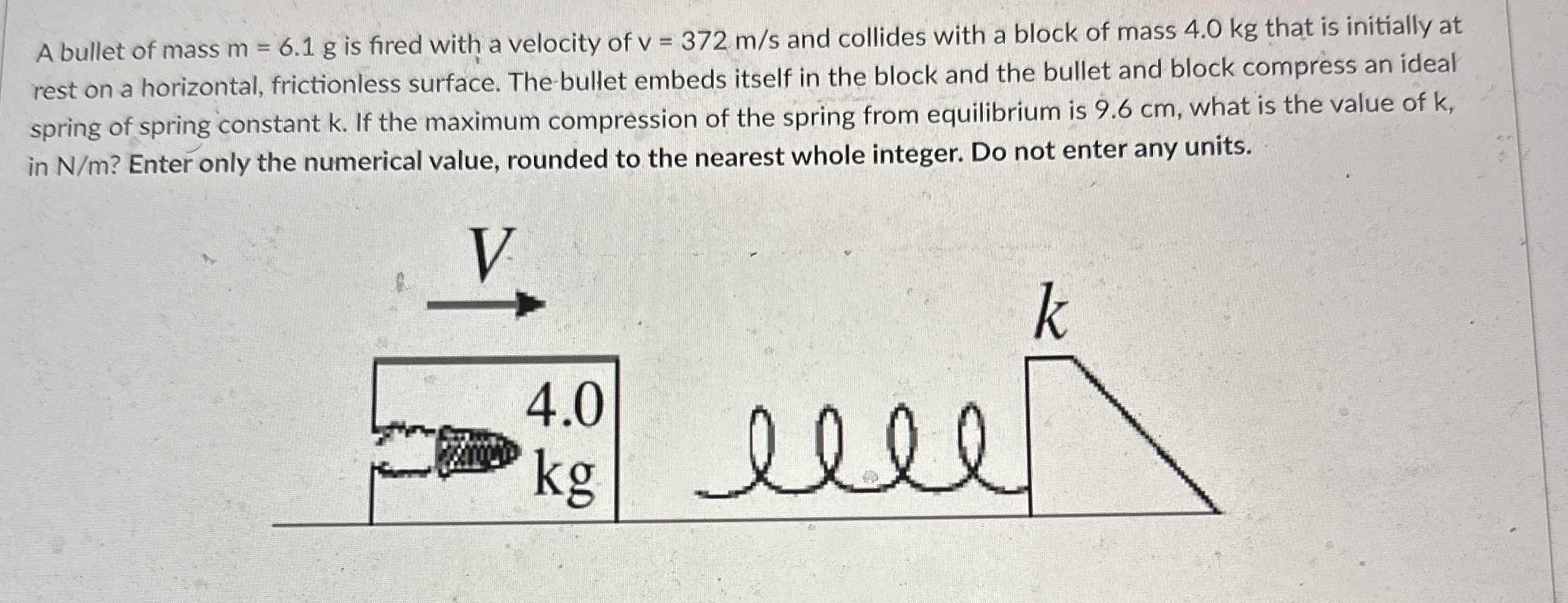 A bullet of mass m = 6 . 1 g is fired with a