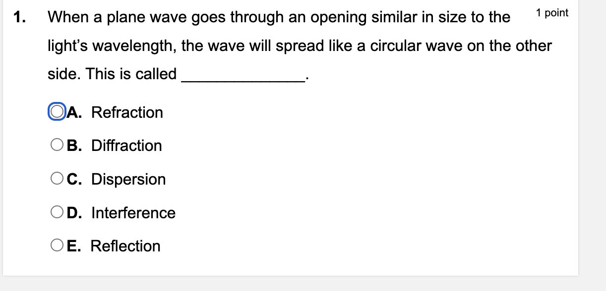 1 . When a plane wave goes through an opening