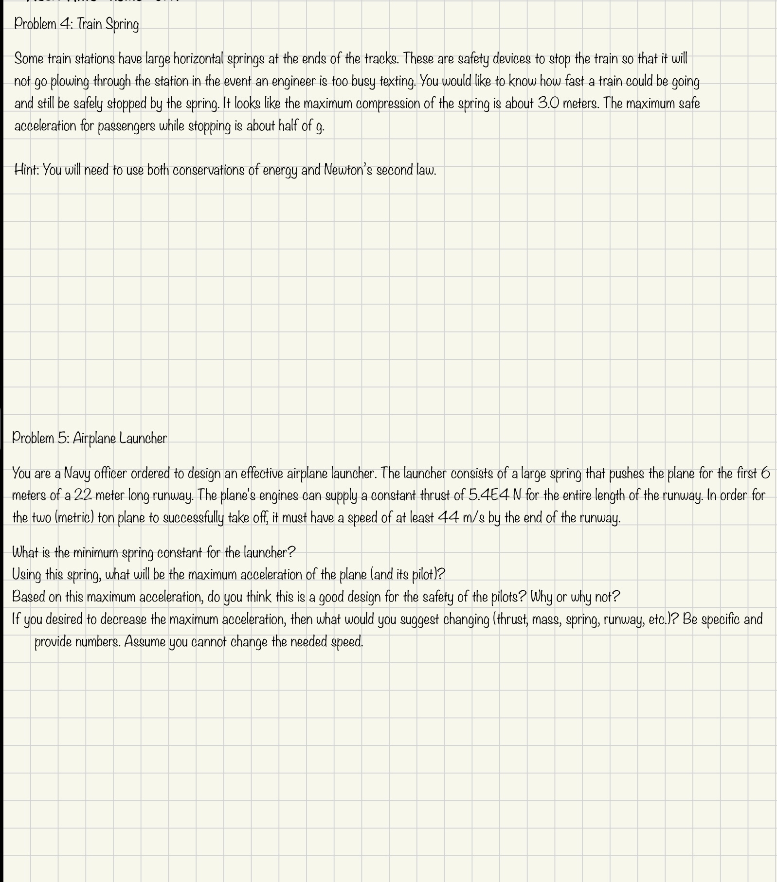 Need help with these two physics problemsProblem