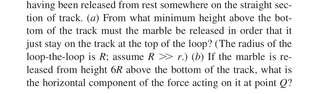 A small solid marble of mass m and radius r rolls