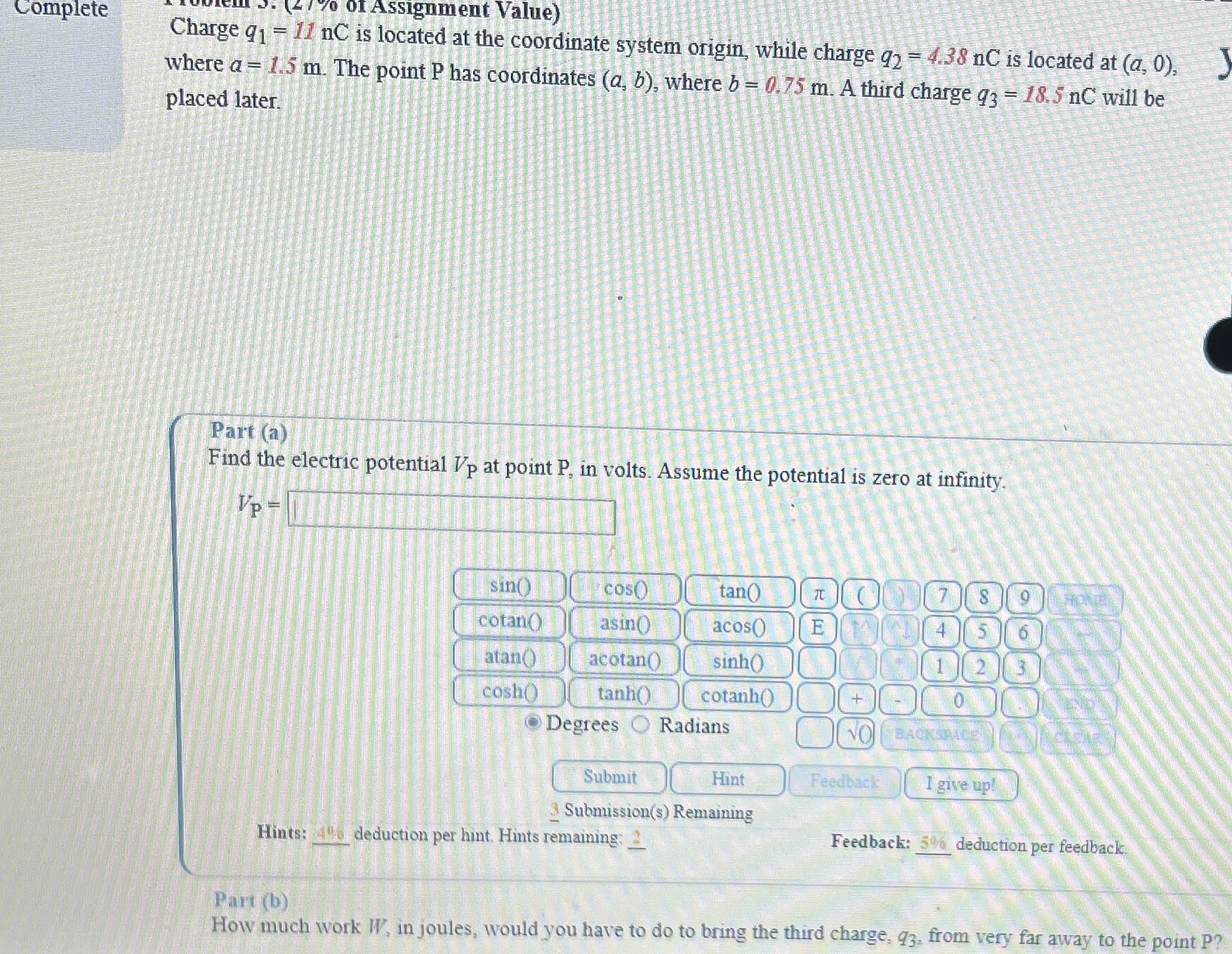 Complete - . ( 2 / % or Assignment Value ) Charge