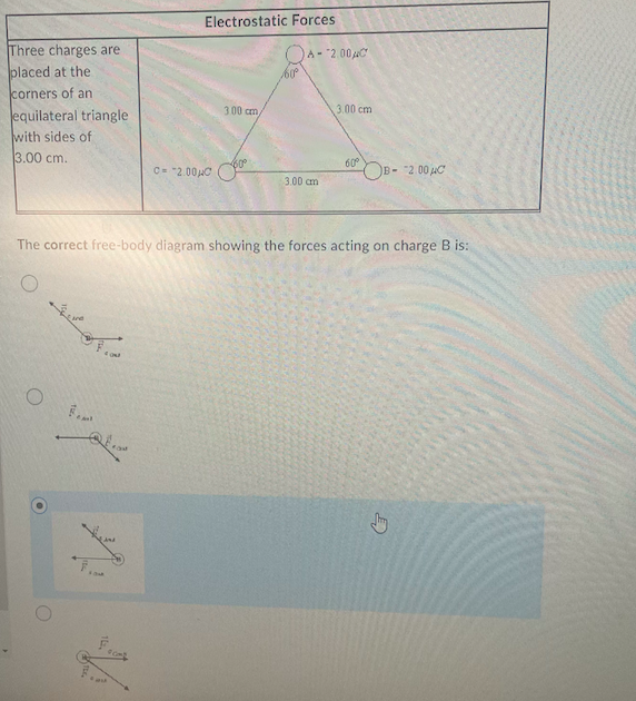 The correct free - body diagram showing the