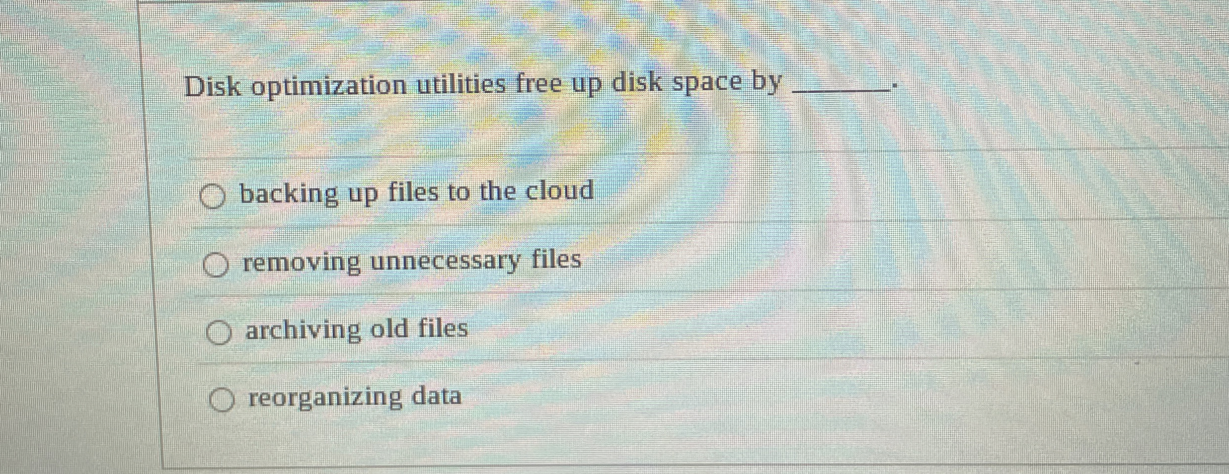 Disk optimization utilities free up disk space by