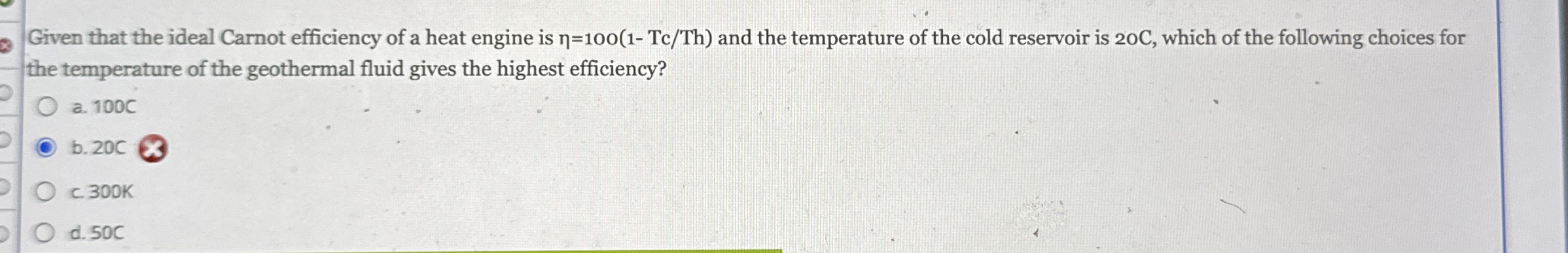 Given that the ideal Carnot efficiency of a heat