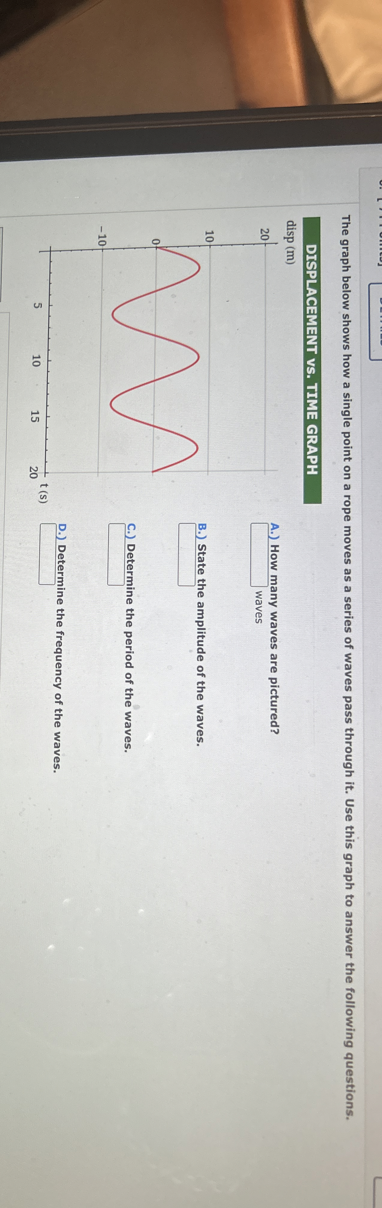 The graph below shows how a single point on a