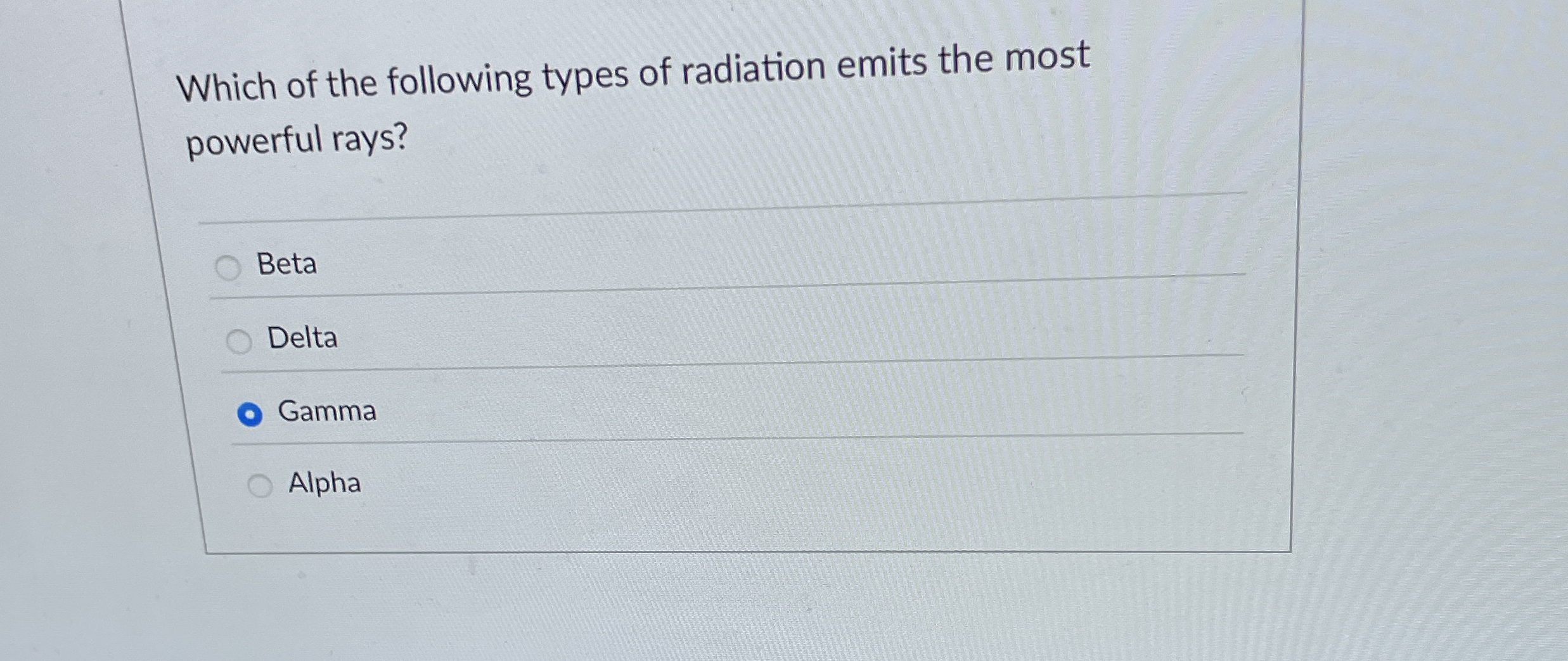 Which of the following types of radiation emits