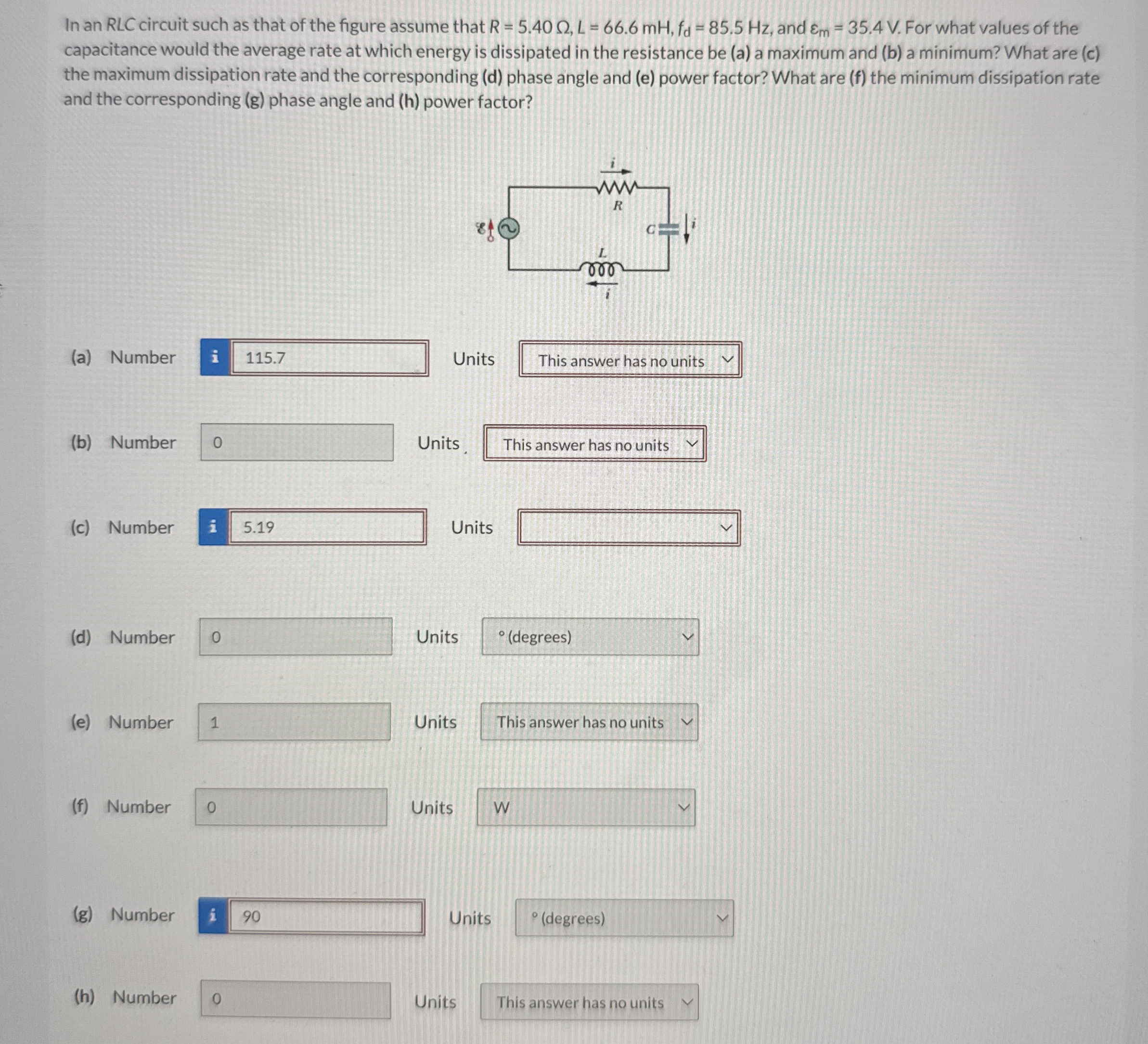 In an RLC circuit such as that of the figure