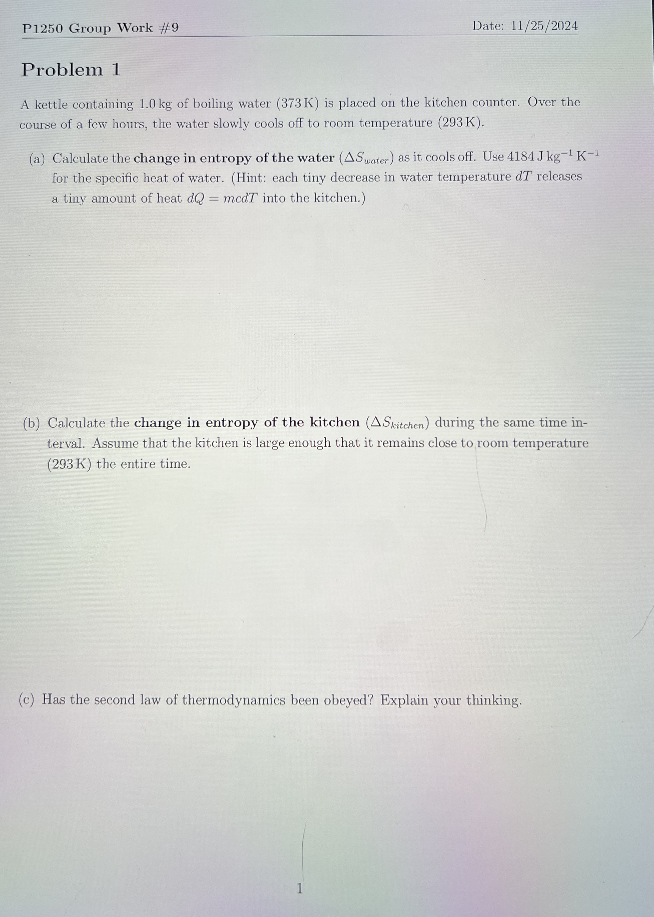 P 1 2 5 0 Group Work # 9 Date: 1 1 / 2 5 / 2 0 2