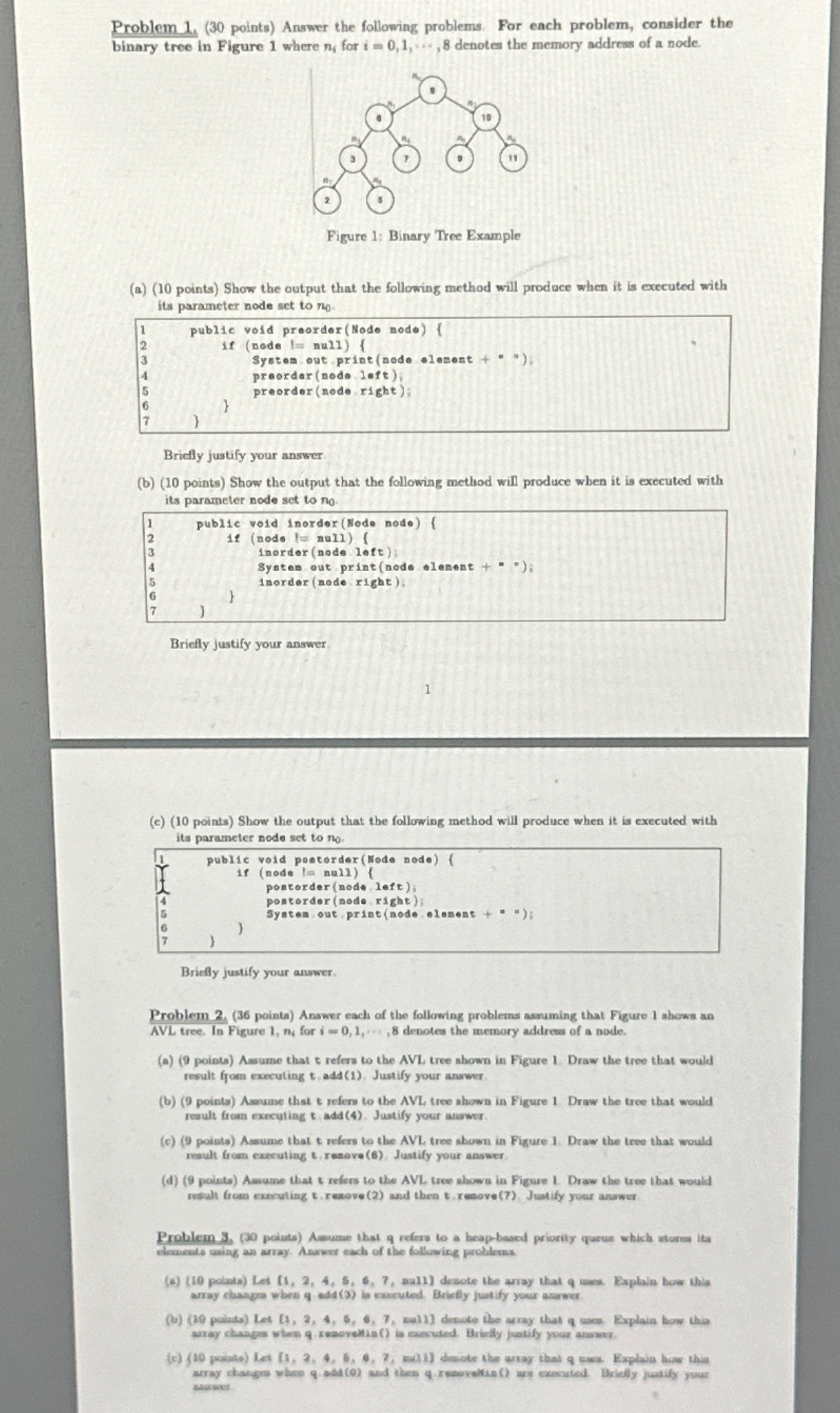Problem 1 , ( 3 0 points ) Answer the following