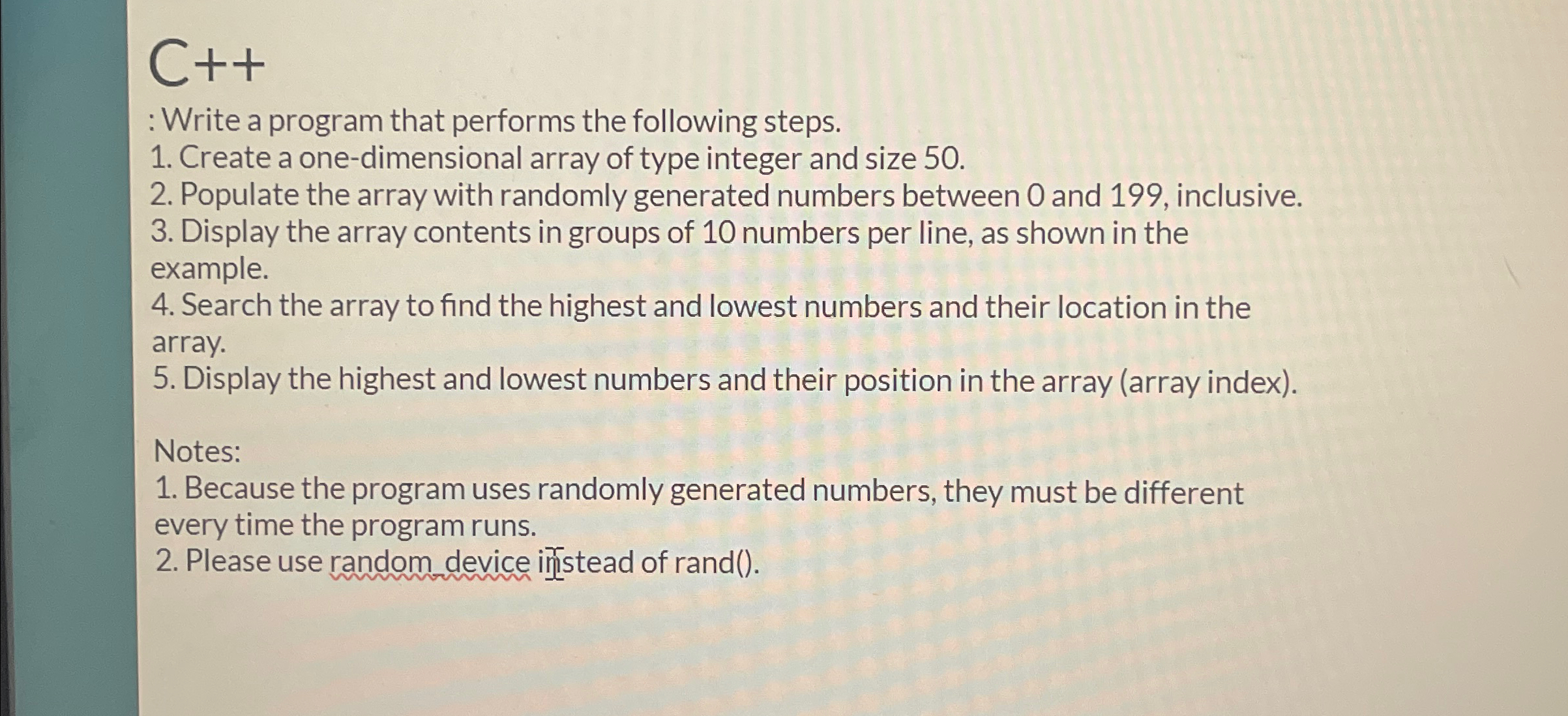 C + + :Write a program that performs the