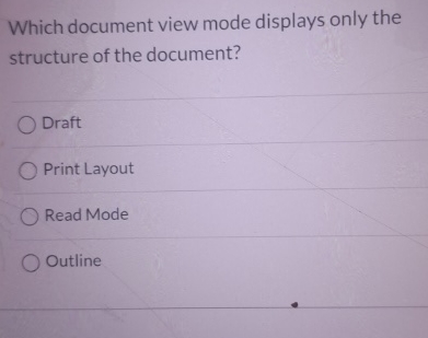 Which document view mode displays only the