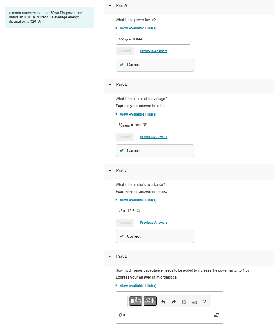 A motor attached to a \ ( 1 2 0 \ mathrm { ~V } /