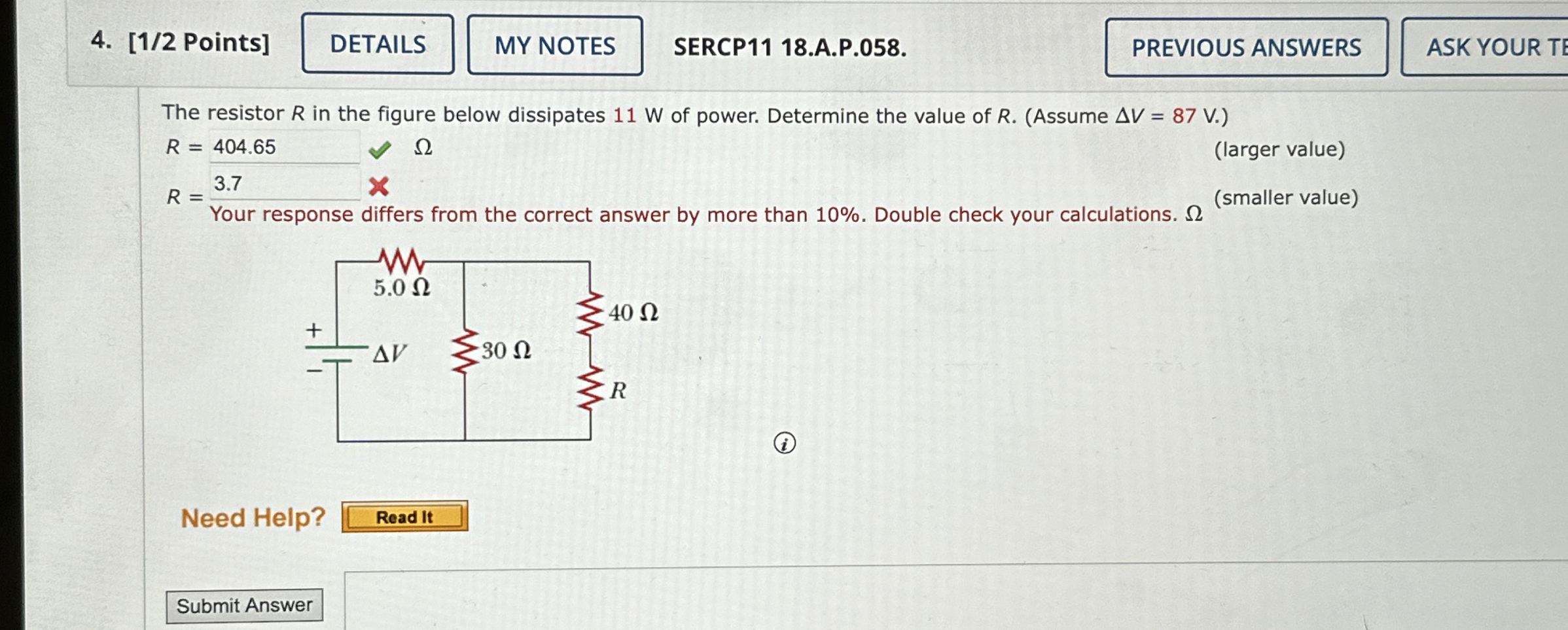 [ 1 / 2 Points ] SERCP 1 1 1 8 . A . P . 0 5 8