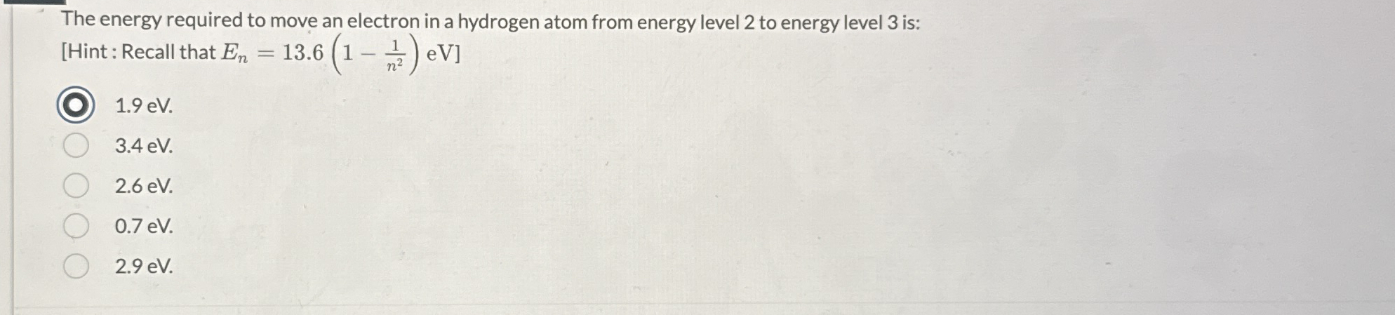 The energy required to move an electron in a