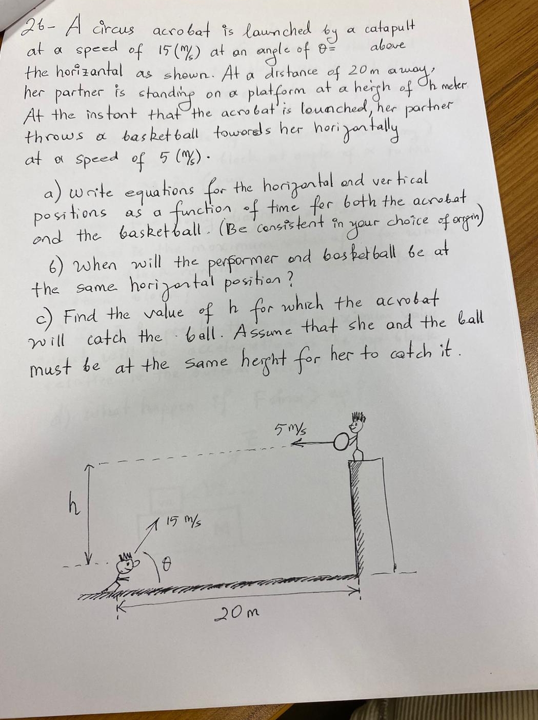 2 6 - A circus acrobat is launched by a catapult
