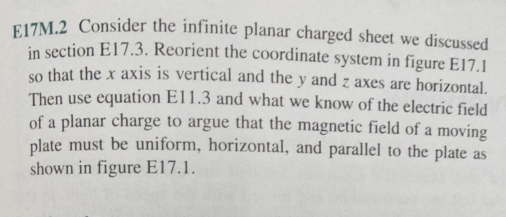 E 1 7 M . 2 Consider the infinite planar charged