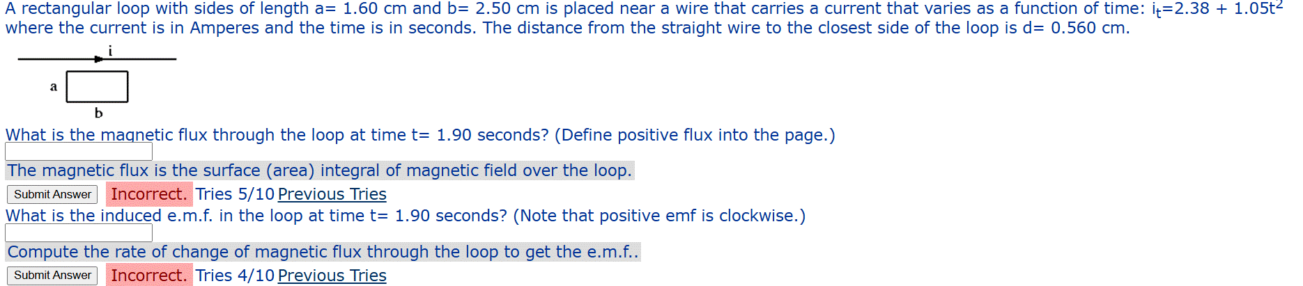 A rectangular loop with sides of length a = 1 . 6