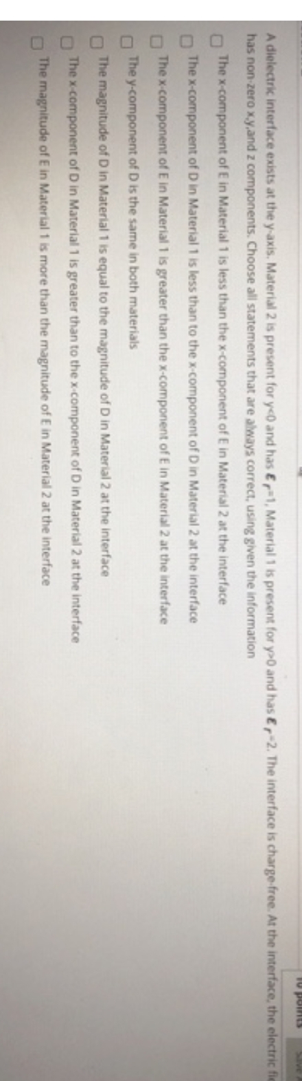 A dielectric interface exists at the y - axis.
