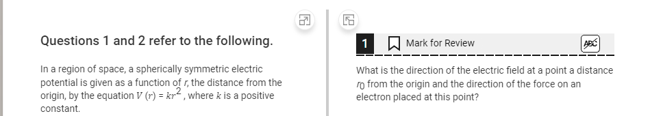 Questions 1 and 2 refer to the following. In a