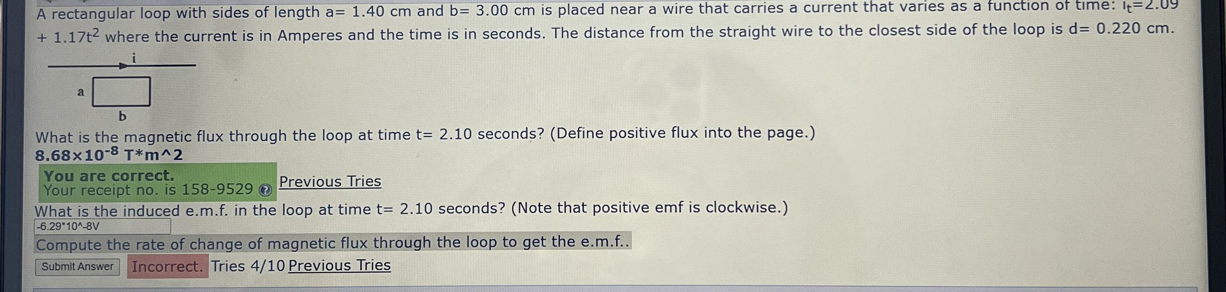 A rectangular loop with sides of length a = 1 . 4