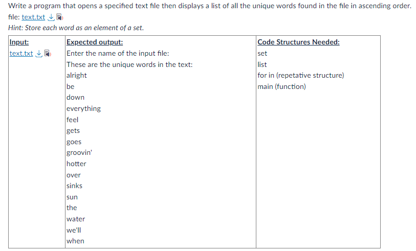 Write a program that opens a specified text file