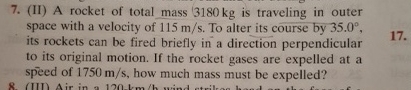 ( II ) A rocket of total mass 3 1 8 0 kg is