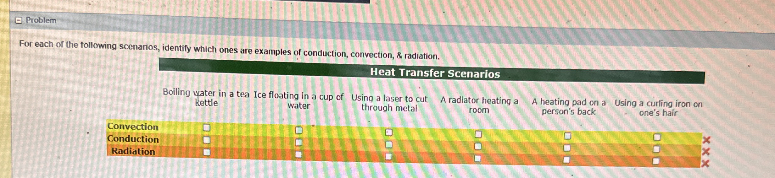 Problem For each of the following scenarios,