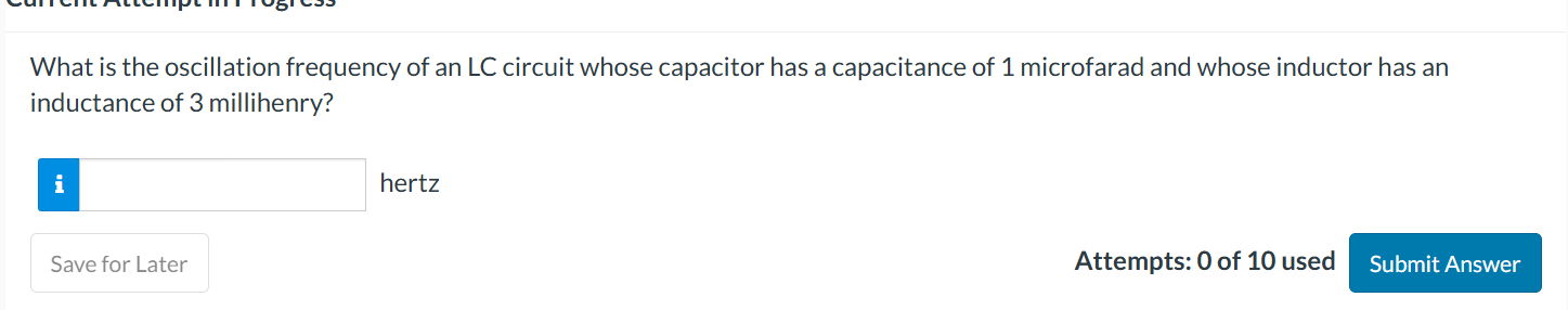 What is the oscillation frequency of an LC