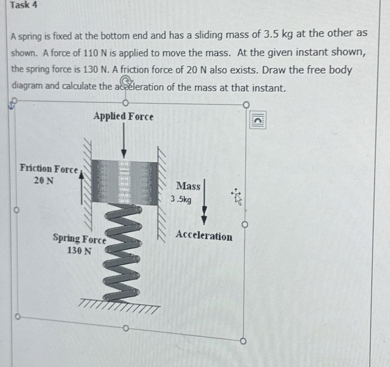 Task 4 A spring is fixed at the bottom end and