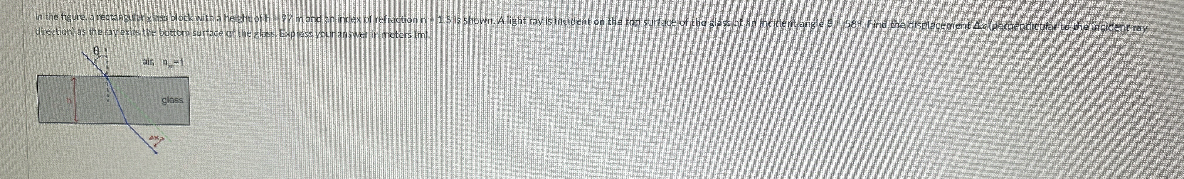 direction ) as the ray exits the bottom surface