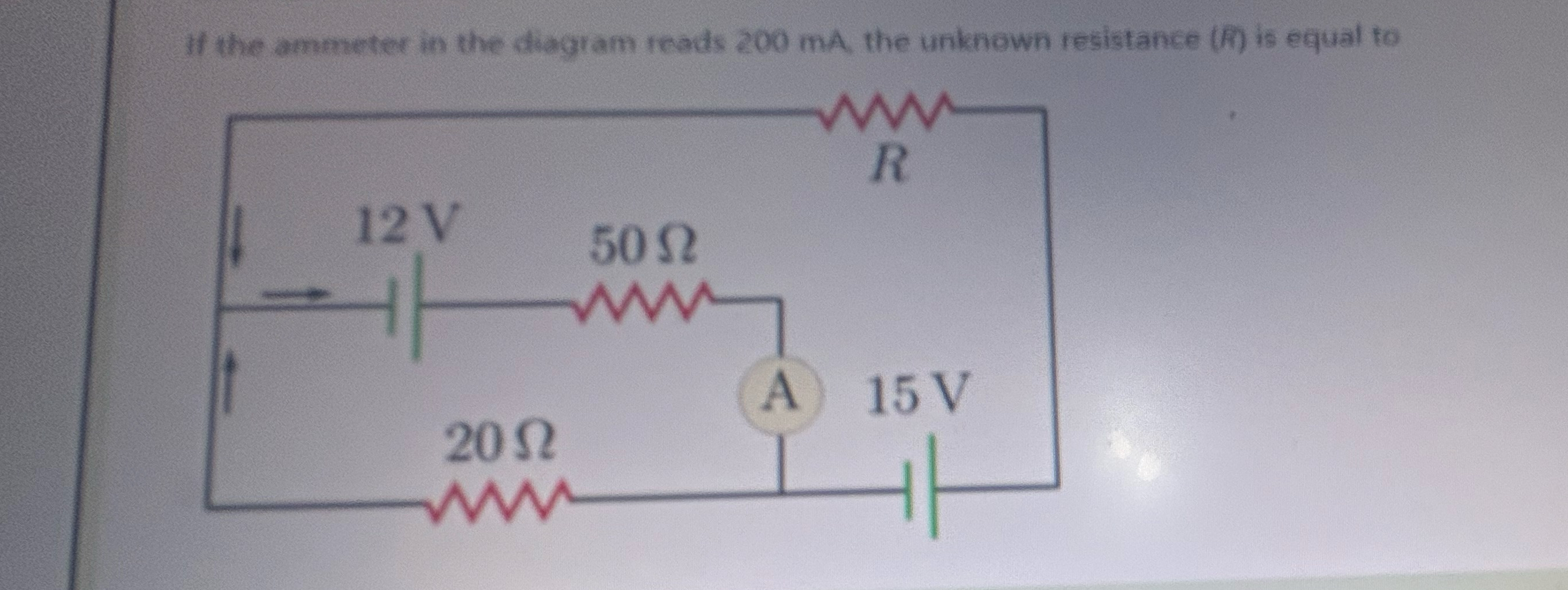 If the ammeter in the diagram reads 2 0 0 mA ,