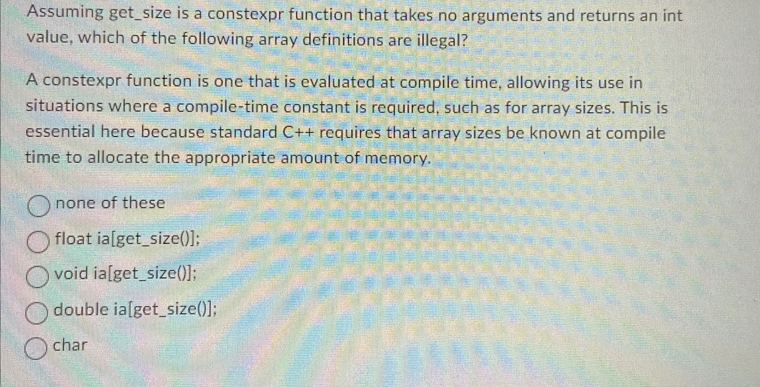 Assuming get _ size is a constexpr function that