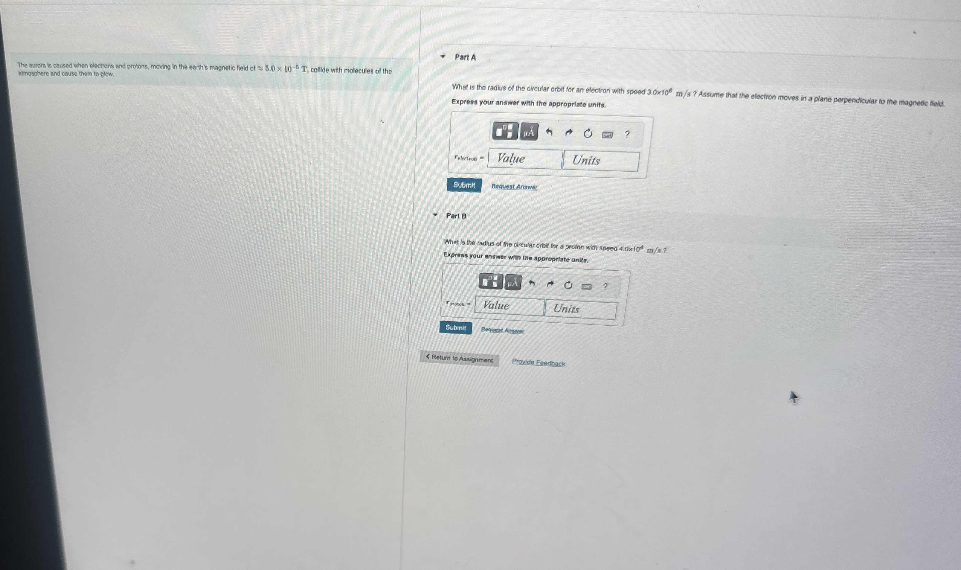 The aurora is caused when electrons and protons,