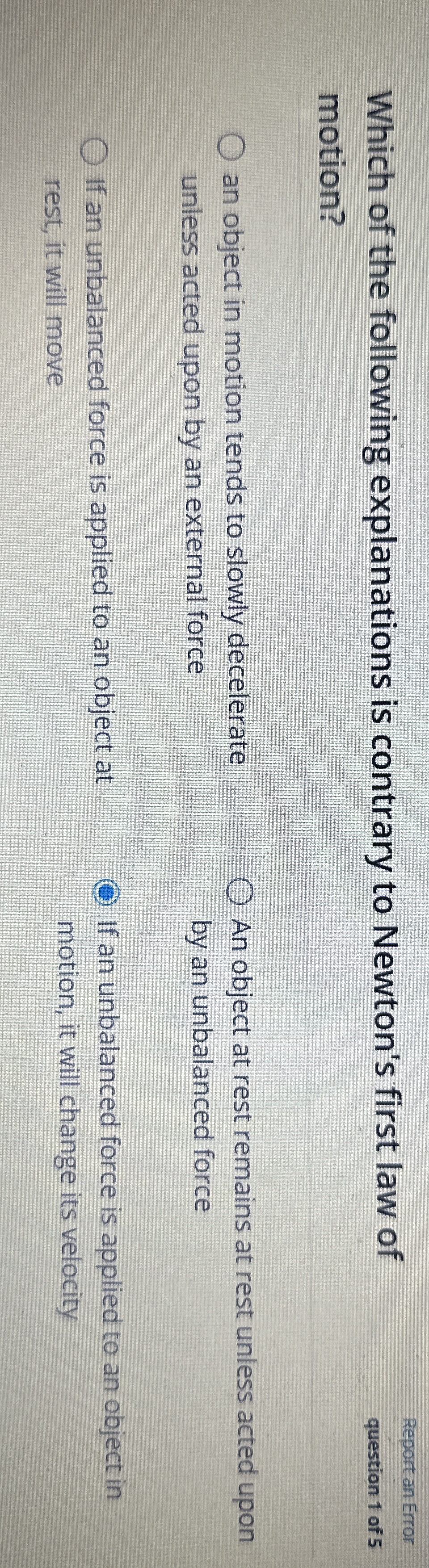 Which of the following explanations is contrary