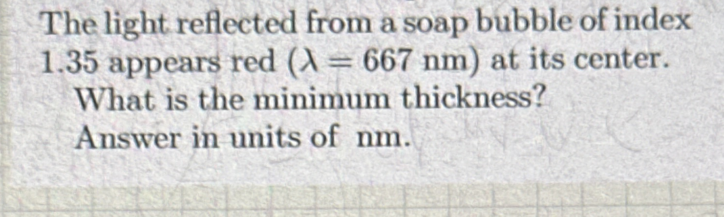 The light reflected from a soap bubble of index 1
