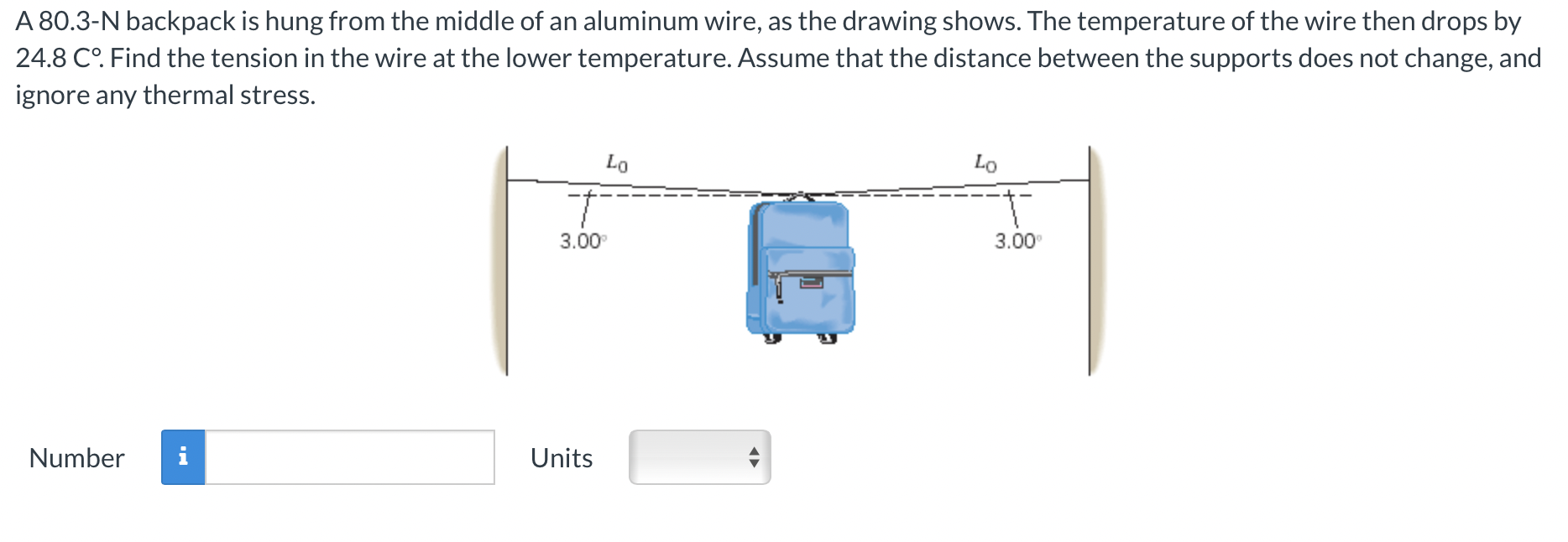 A 8 0 . 3 - N backpack is hung from the middle of