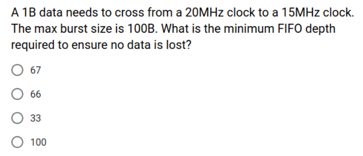 A 1 B data needs to cross from a 2 0 MHz clock to