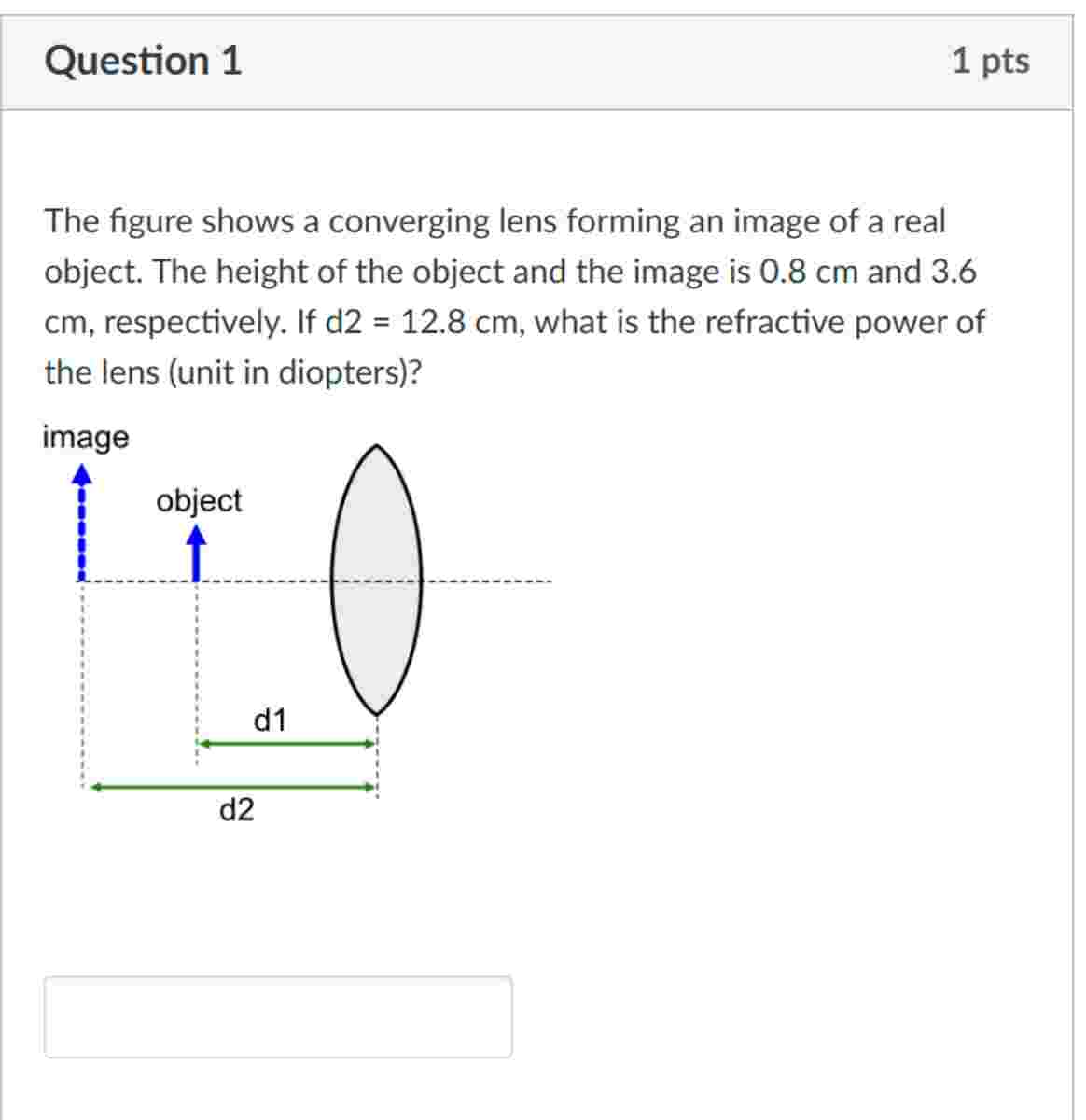 Question 1 The figure shows a converging lens