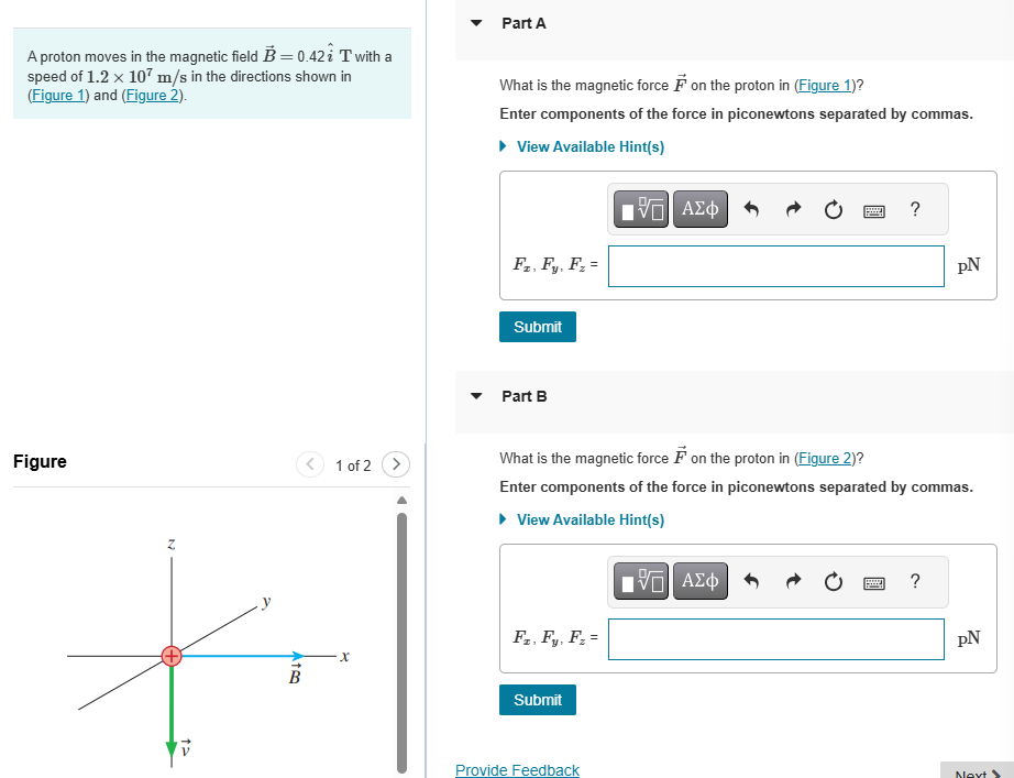 Part A A proton moves in the magnetic field vec (