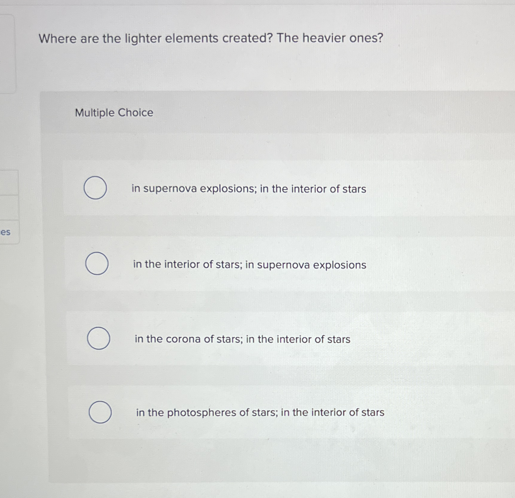 Where are the lighter elements created? The