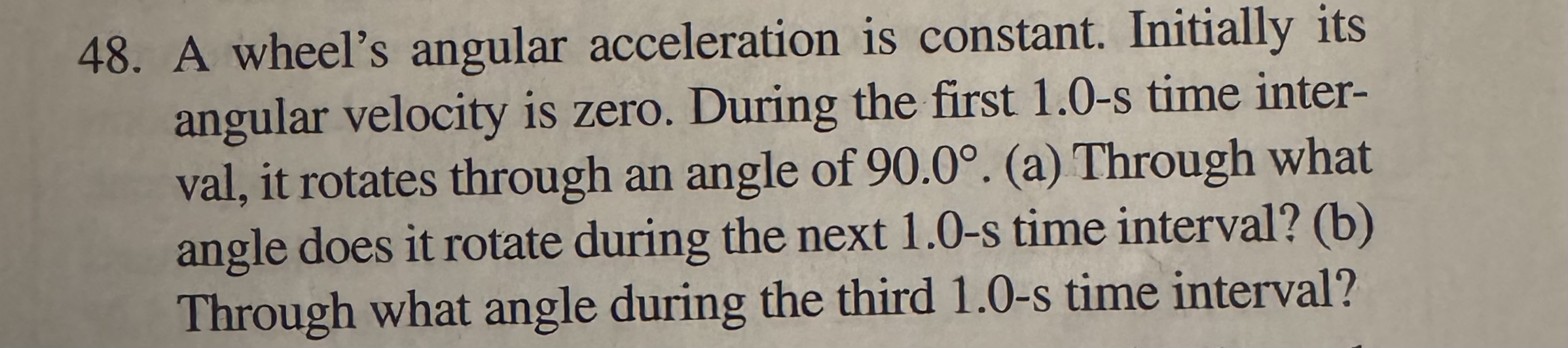 A wheel's angular acceleration is constant.