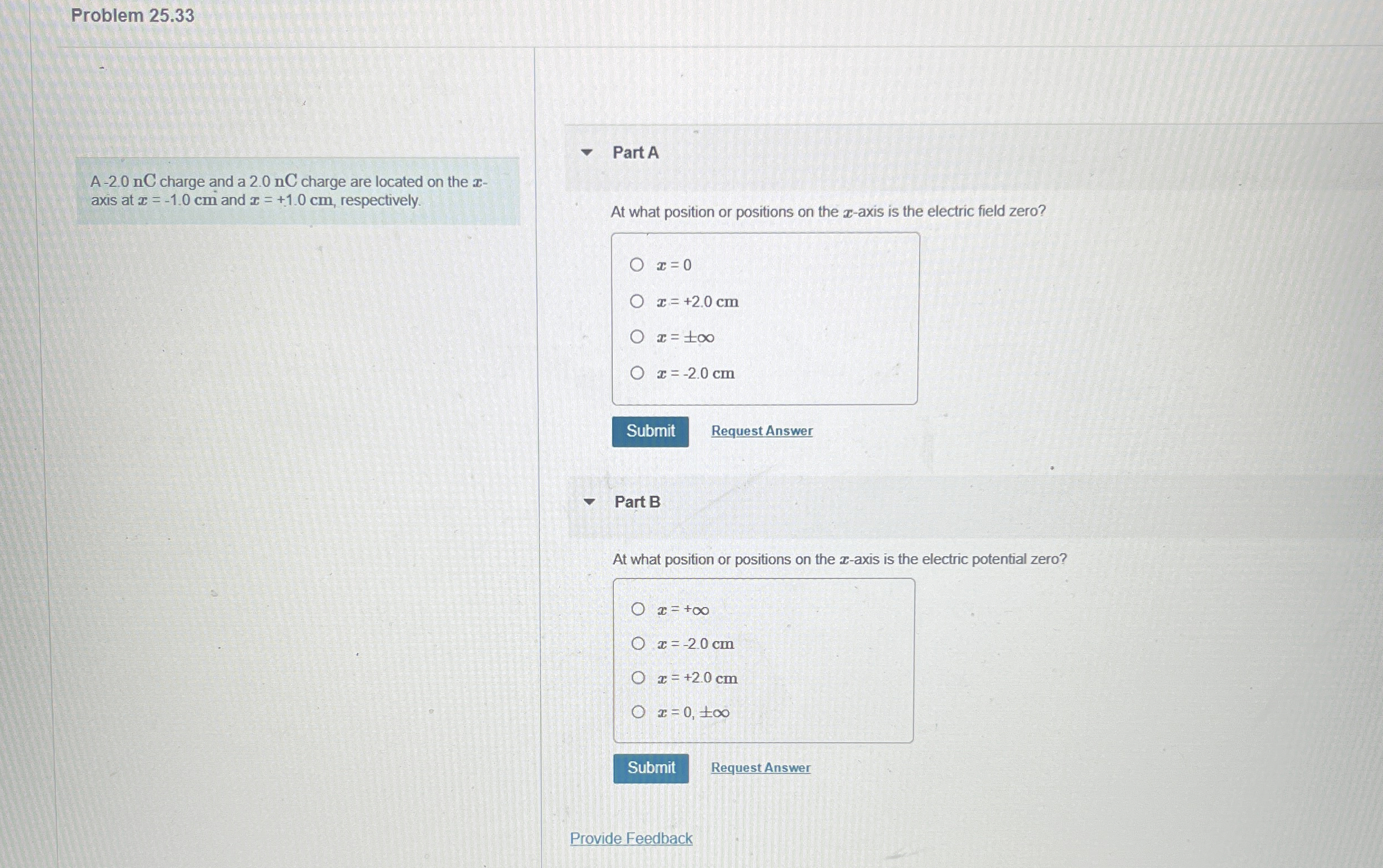 Problem 2 5 . 3 3 A - 2 . 0 nC charge and a 2 . 0