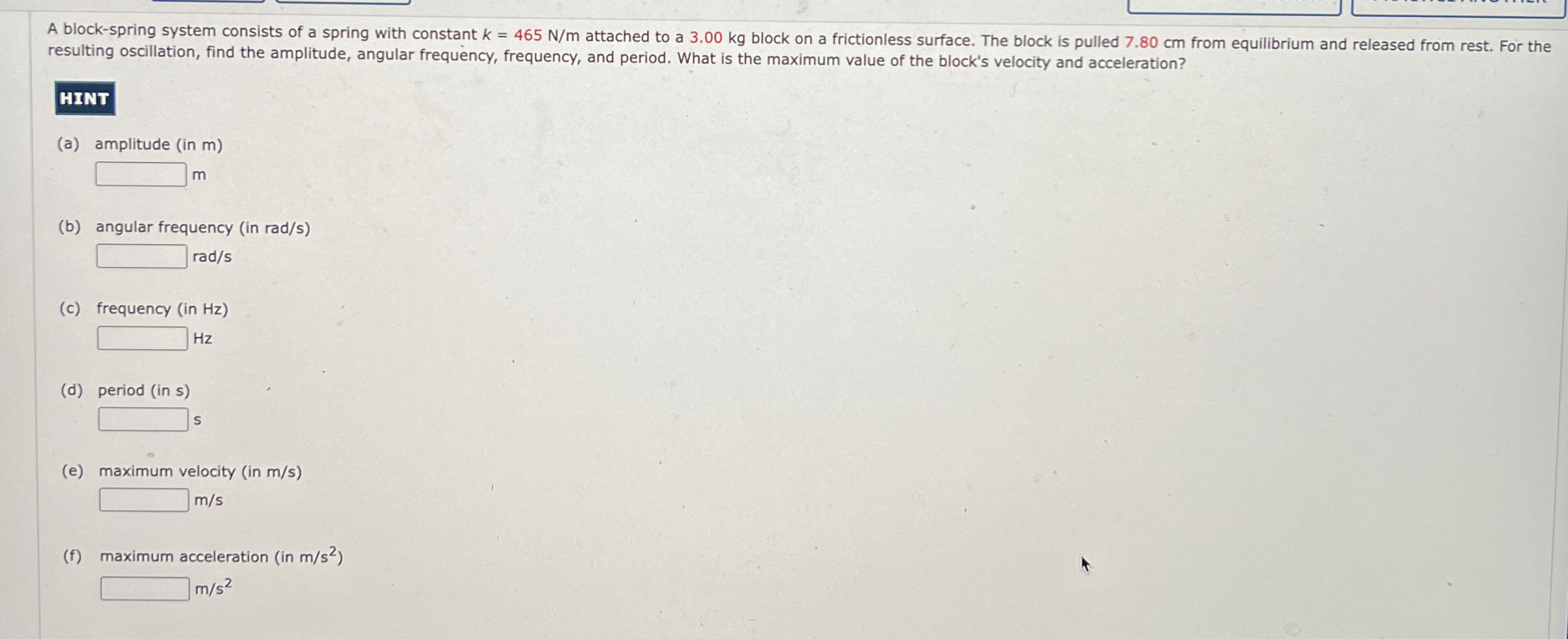 A block - spring system consists of a spring with