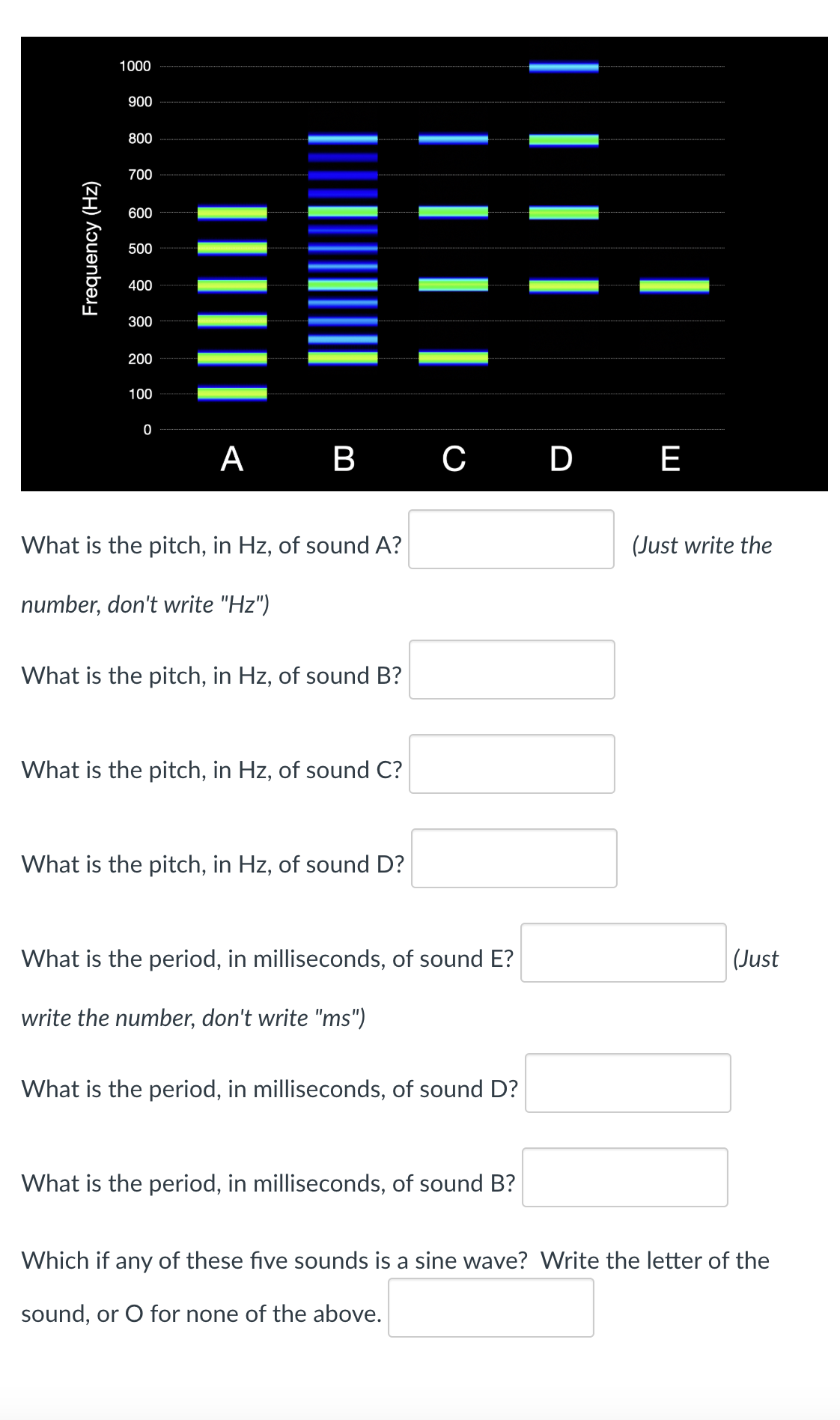 What is the pitch, in Hz , of sound \ ( A \ ) ? (