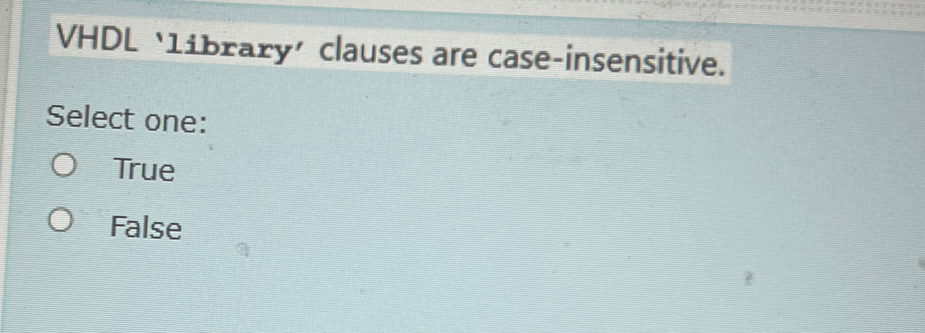 VHDL 'library' clauses are case - insensitive.