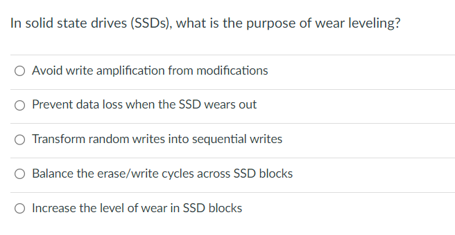 In solid state drives ( SSDs ) , what is the