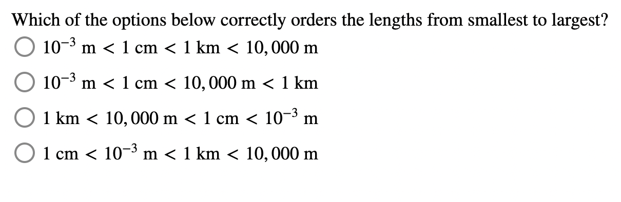 Which of the options below correctly orders the